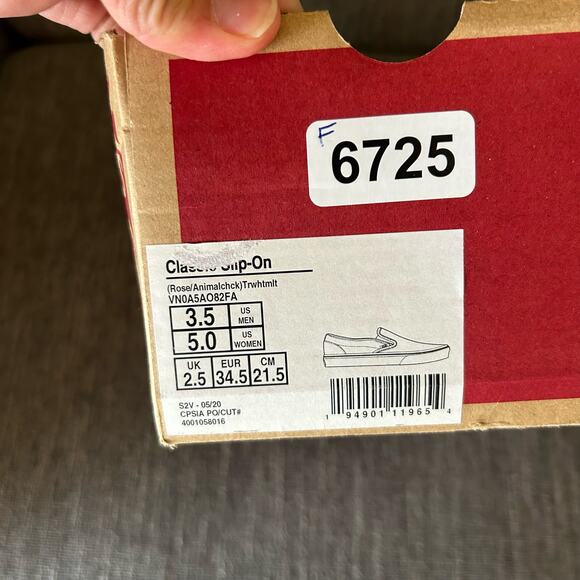 NEW Vans Womens Classic Slip On Rose Animal Checkerboard Low Sneaker Shoes 5 - Picture 12 of 12